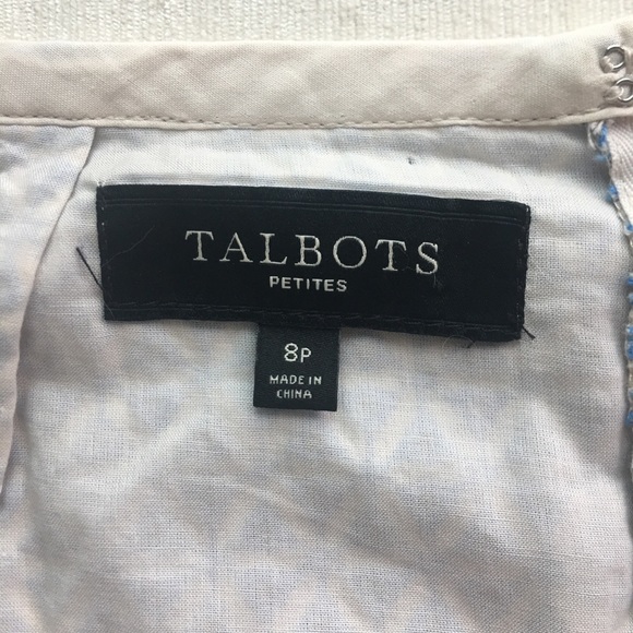 TALBOTS blue/white embroidery cut-out mini - Picture 5 of 6